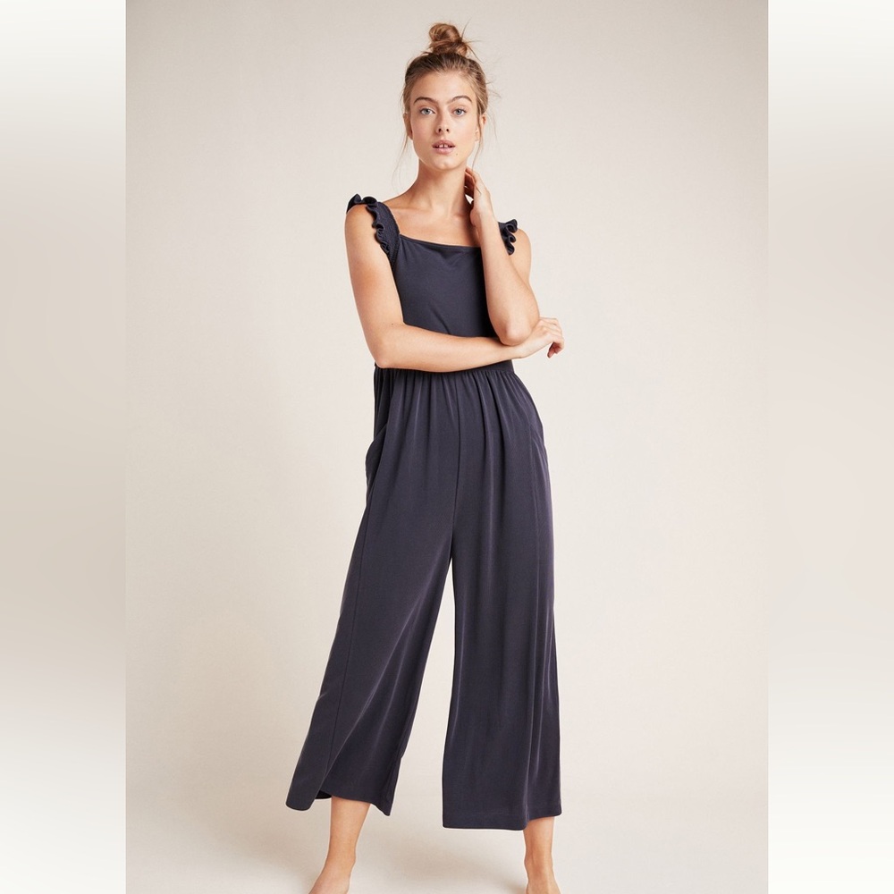 Anthropologie Billie Ribbed Cupro Jumpsuit